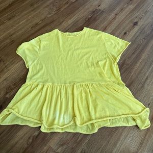 Yellow Knit Short Sleeve Zara Blouse